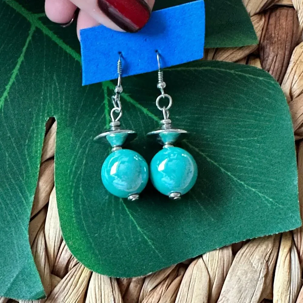BOGO FREE BLUE BEADED DANGLY EARRINGS